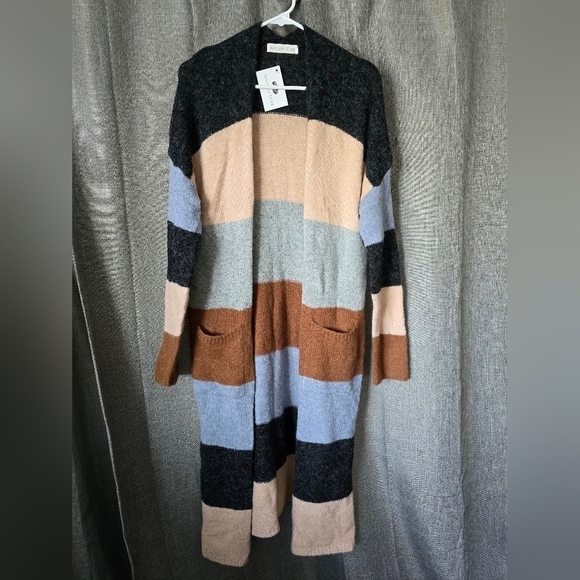 the banyan tree Sweaters - The Banyan Tree Long Cardigan Duster Striped NWT Size M